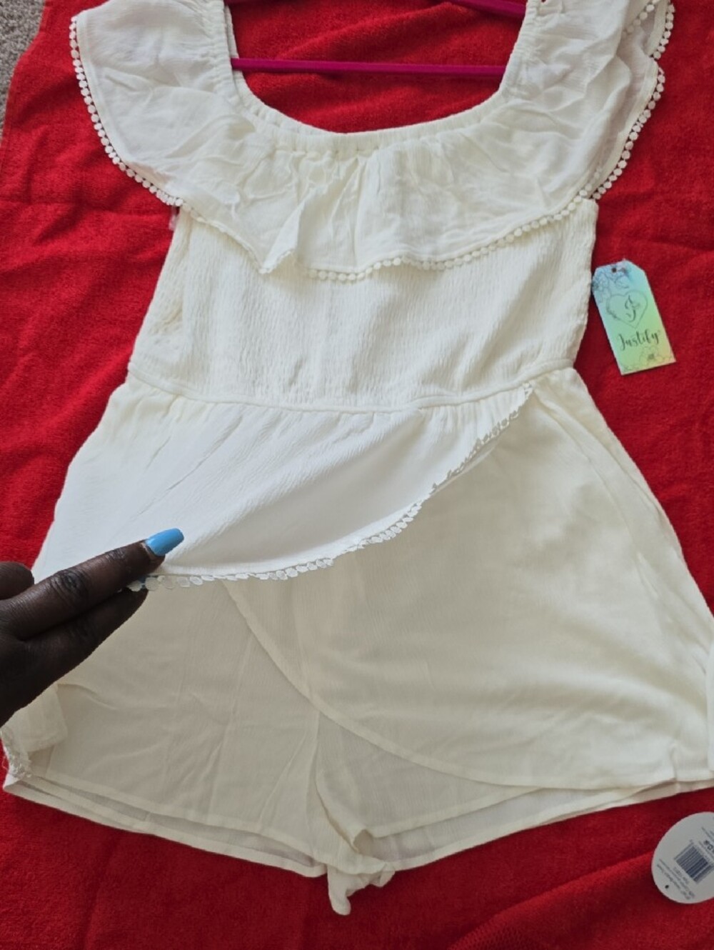 Justify Cream Off-White Ruffle Romper - Picture 4 of 11